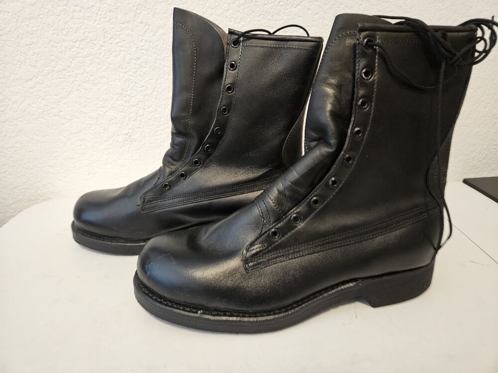 New Vtg Addison Boot Co Black Leather Combat Military Boots Mens 7D